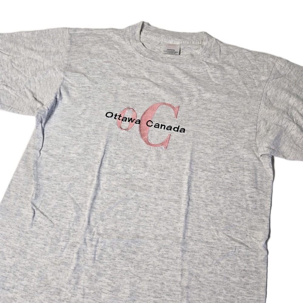 Vintage Ottawa‎ Canada Shirt Womens Medium Gray Short Sleeve Travel Embroidered